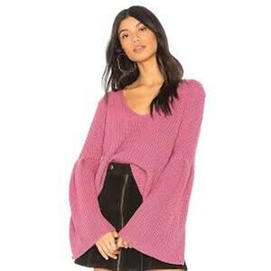 Free People Pink Damsel Bell Sleeve Pullover Sweater Size S